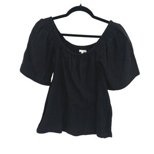 Peasant Black Puff Sleeve‎ Gauze Top XS Cottagecore Academia Romantic Minimalist